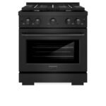 ZLINE 30 inch 4,2 cu. ft. Paramount Dual Fuel-fornuis met 4-pits gaskookplaat en elektrische heteluchtoven in zwart roestvrij staal (SDRB-30)