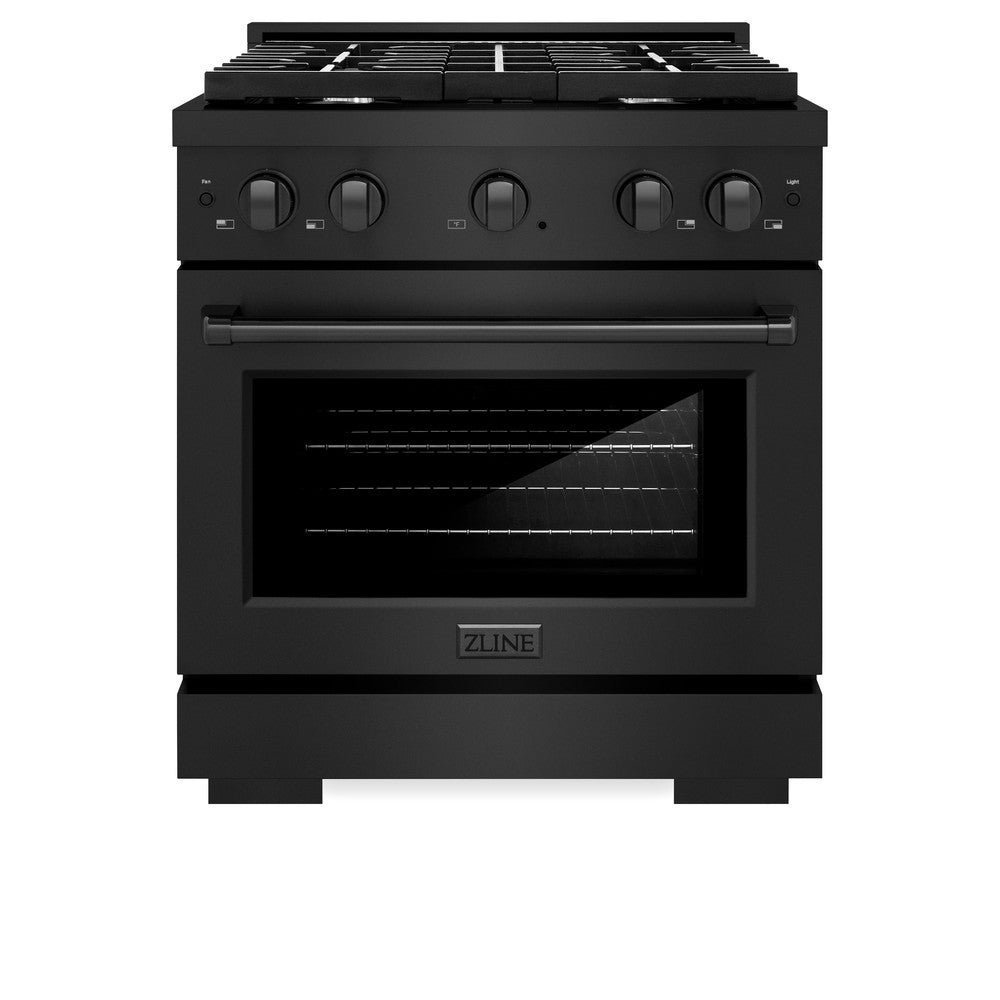 1eaf03d3-5589-4bb7-98dd-56b44ad751da ZLINE 30 inch 4,2 cu. ft. Paramount Dual Fuel-fornuis met 4-pits gaskookplaat en elektrische heteluchtoven in zwart roestvrij staal (SDRB-30) - Afbeelding 1
