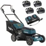 Makita DLM530PT4 53cm snoerloze grasmaaier, 2 x 18V accu's met 4 x 5,0Ah Li-ion accu's en dubbele lader