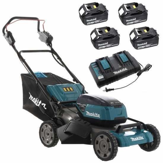 235 Makita DLM530PT4 53cm snoerloze grasmaaier, 2 x 18V accu's met 4 x 5,0Ah Li-ion accu's en dubbele lader - Afbeelding 1