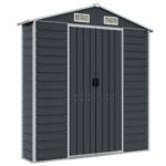 vidaXL Tuinschuur 191x725x198 cm gegalvaniseerd staal antracietkleurig - Afbeelding 3