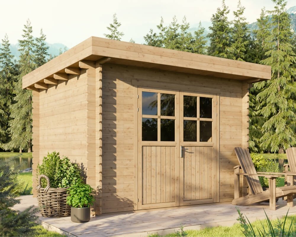 396 Tuinhuisje Houten schuur Blokhut 3x2,5m 28mm - Afbeelding 1