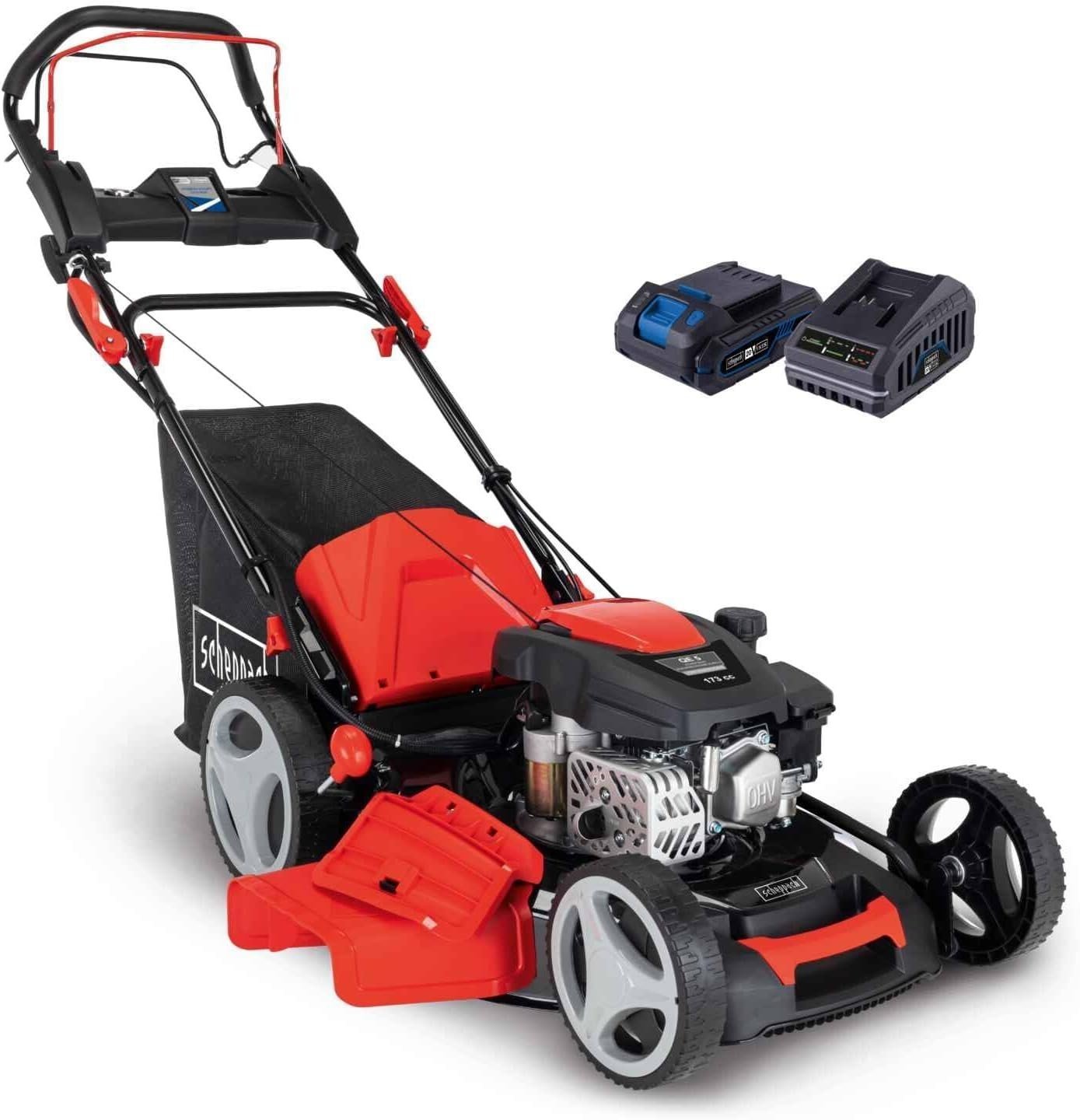 409 scheppach MS173-51E benzine grasmaaier, 4,5 pk, snijbreedte 510 mm, elektrische start, wielaandrijving, maaihoogteverstelling - Afbeelding 1
