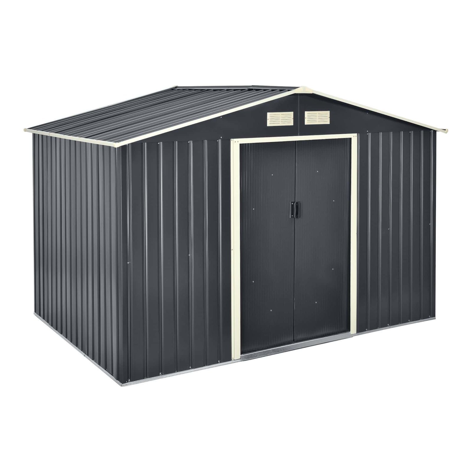 40d4b8c7-0849-47a9-b74f-d6de6a3212a7 Tuinhuis tuinschuur met schuifdeur 277x191x192 cm 9 m³ donkergrijs - Afbeelding 1