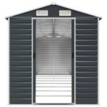 vidaXL Tuinschuur 191x725x198 cm gegalvaniseerd staal antracietkleurig - Afbeelding 6