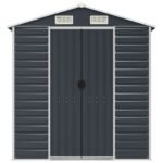 vidaXL Tuinschuur 191x725x198 cm gegalvaniseerd staal antracietkleurig - Afbeelding 7