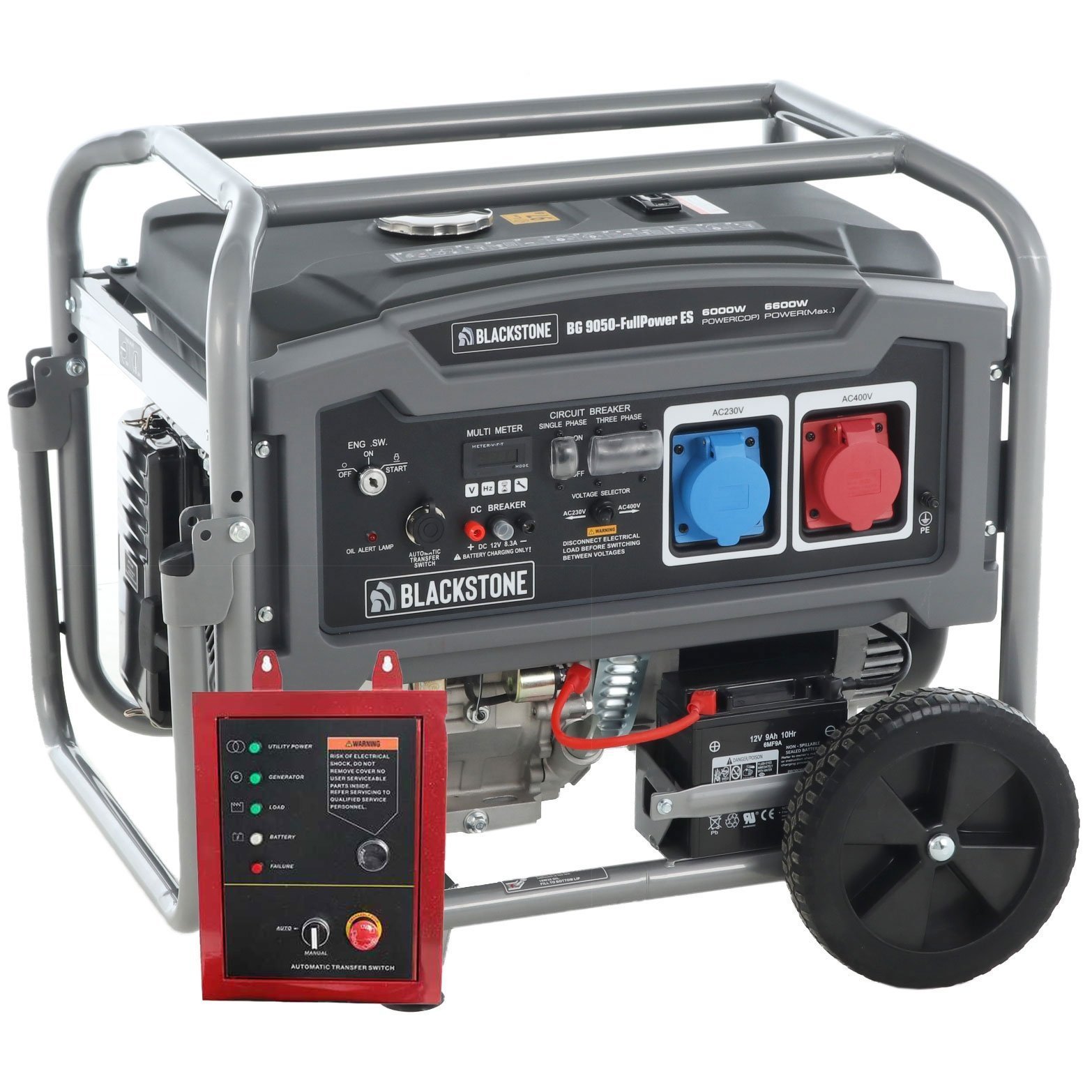 63a6b5b5-00e4-4e11-a5e9-1d91fcad7614 BlackStone BG 9050 - Benzinegenerator op wielen met AVR 6,6 kW - Continu 6 kW Full-Power - Afbeelding 1