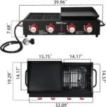 Draagbare gasgrill met bakplaat en 4 branders | Royal Gourmet - Afbeelding 3