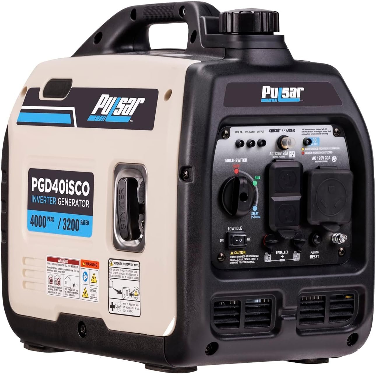71++du0mzeL._AC_SL1500_ Pulsar PGD40ISCO Ultra-lichte, stille draagbare gasinvertergenerator 4000W - Afbeelding 1