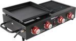 Draagbare gasgrill met bakplaat en 4 branders | Royal Gourmet