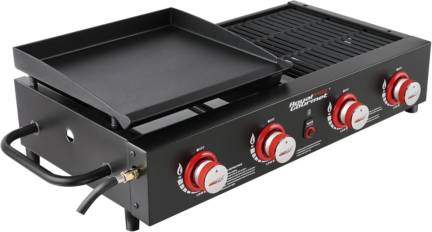 71mVEtORWUL._AC_SL1500_ Draagbare gasgrill met bakplaat en 4 branders | Royal Gourmet - Afbeelding 1