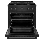 ZLINE 30 inch 4,2 cu. ft. Paramount Dual Fuel-fornuis met 4-pits gaskookplaat en elektrische heteluchtoven in zwart roestvrij staal (SDRB-30) - Afbeelding 3