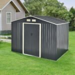 Tuinhuis tuinschuur met schuifdeur 277x191x192 cm 9 m³ donkergrijs - Afbeelding 2