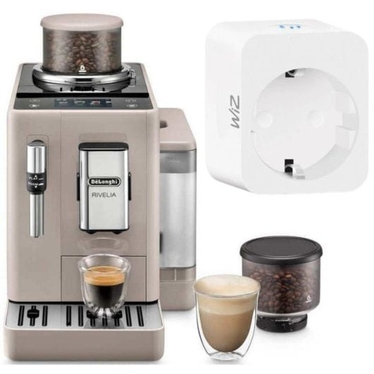 b0148e39-ee05-43b0-a8e7-5eb049a3a1a3 DeLonghi Rivelia Volautomatische Koffiezetapparaatmolen 19 Bar Beige + WiZ Smart WiFi Plug - Afbeelding 1