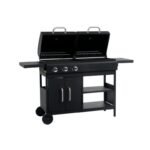Combinatiebarbecue op gas en kolen met 3 branders